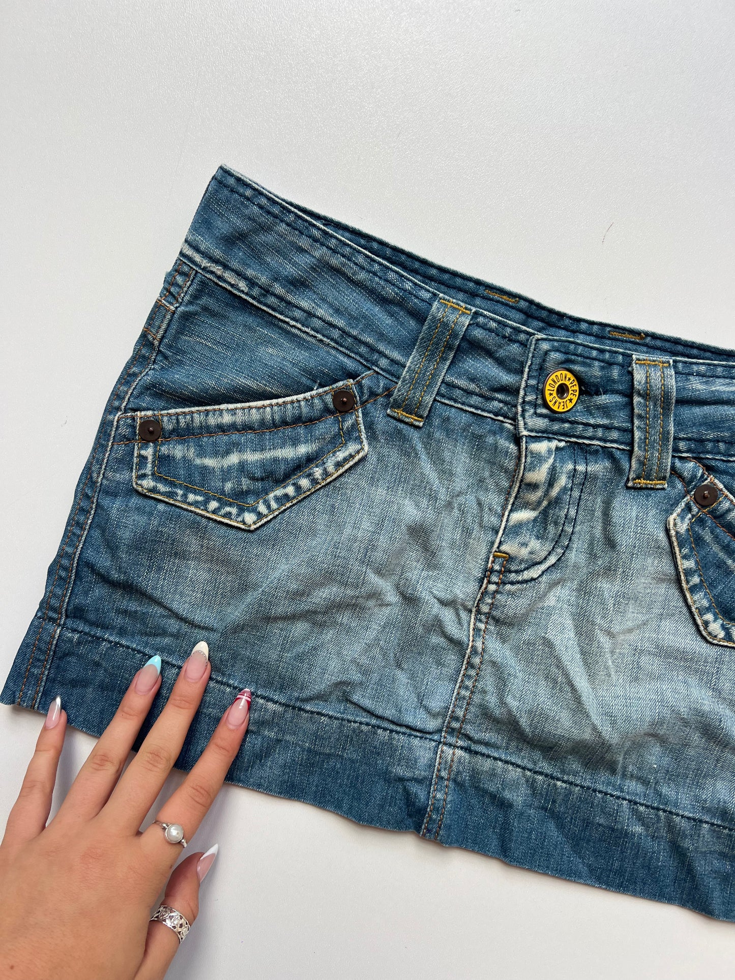 00s denim mini skirt- size S