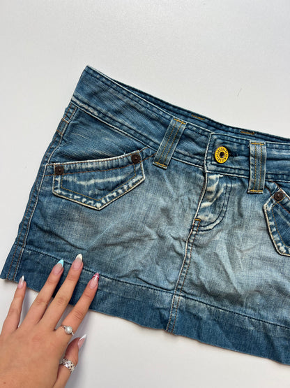 00s denim mini skirt- size S