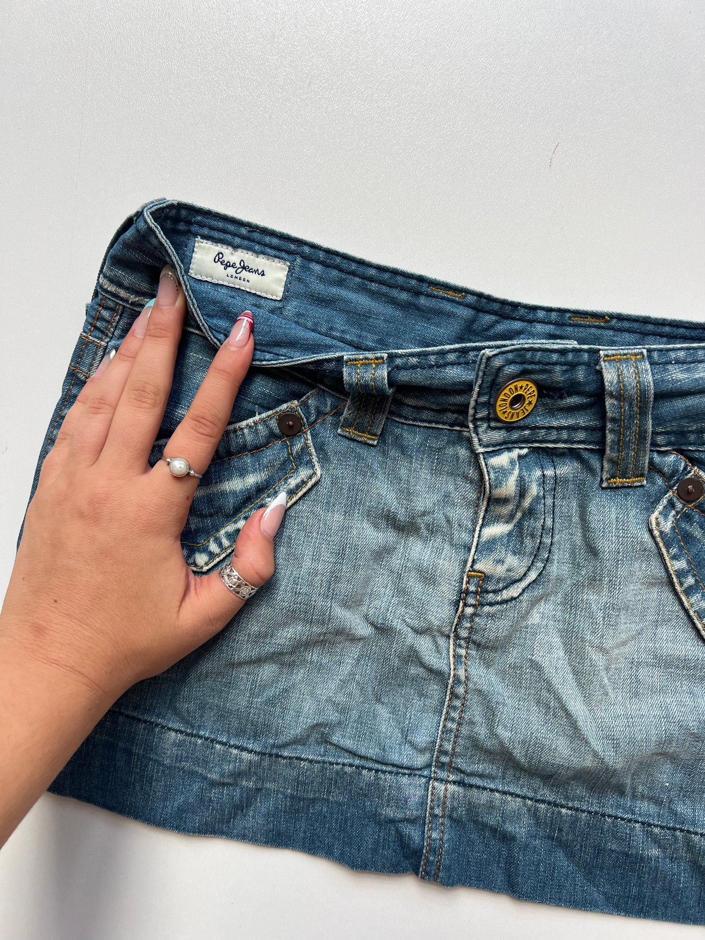 00s denim mini skirt- size S