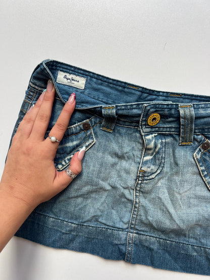 00s denim mini skirt- size S