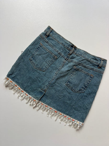 00s denim lace sequin skirt- size S