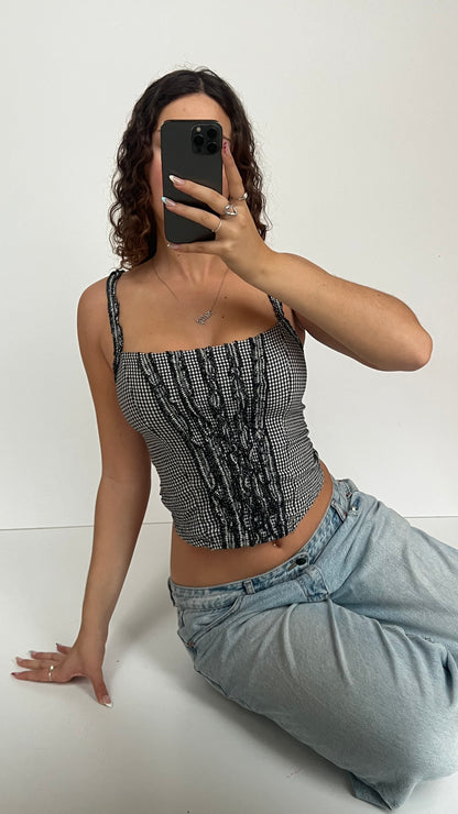 00s black gingham cami- size XS/S