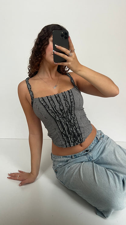 00s black gingham cami- size XS/S