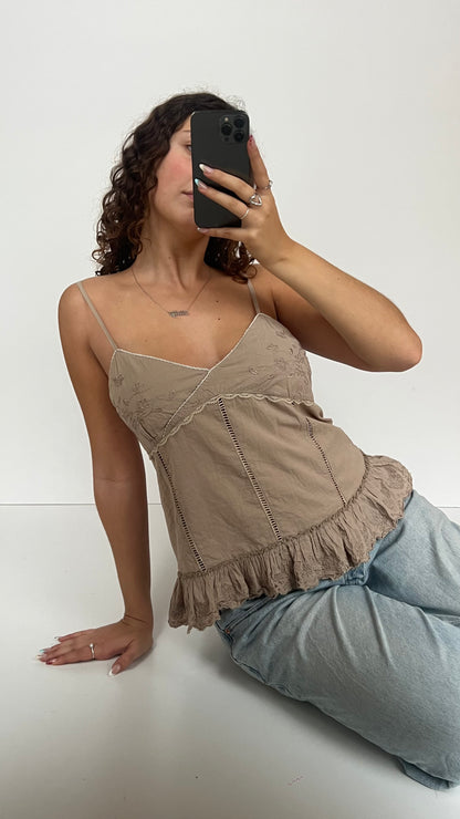 00s brown embroidered cami- size L