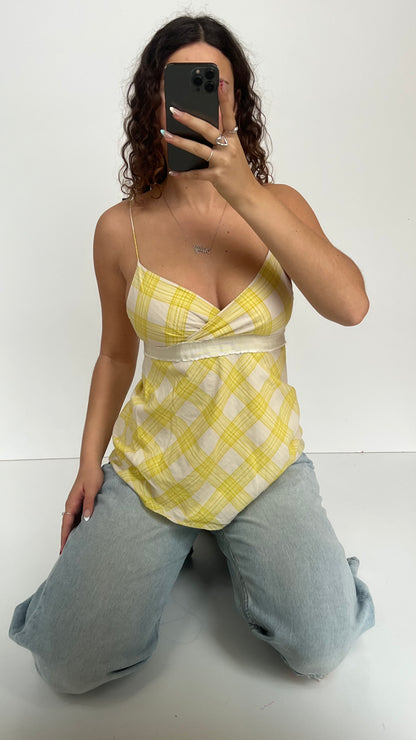 00s yellow plaid cami- size XS