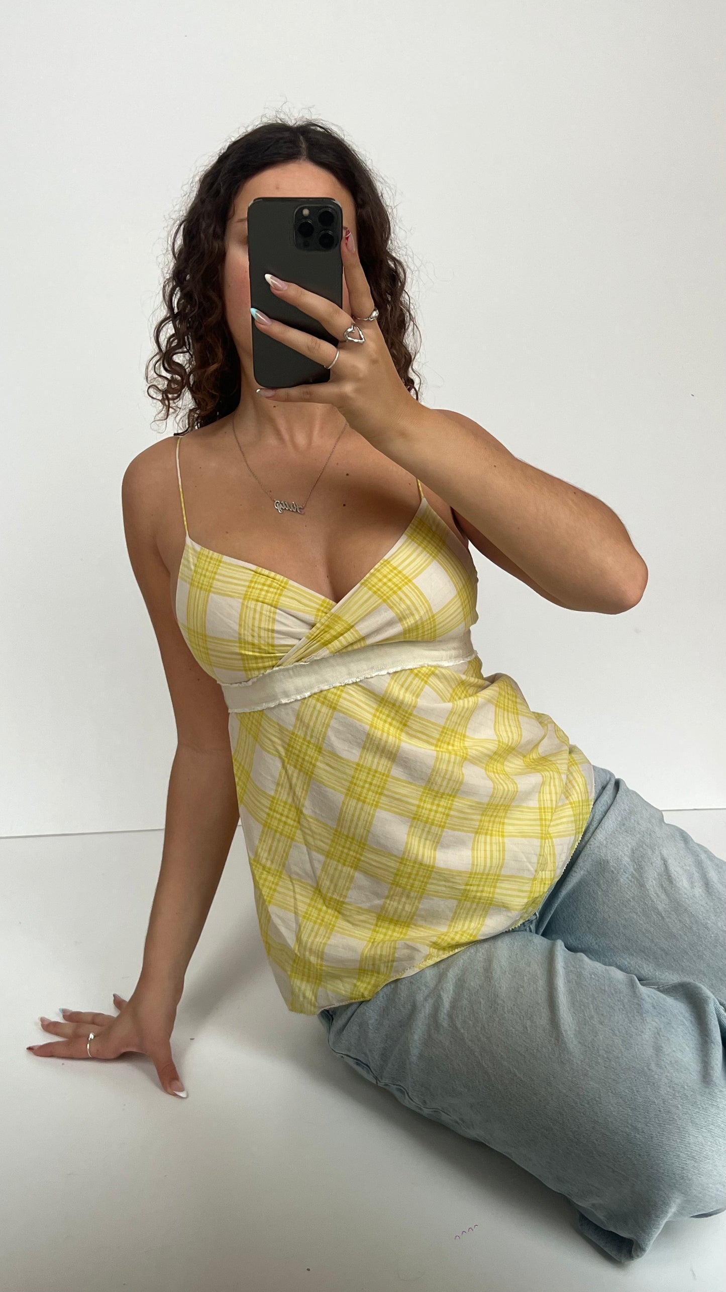 00s yellow plaid cami- size XS