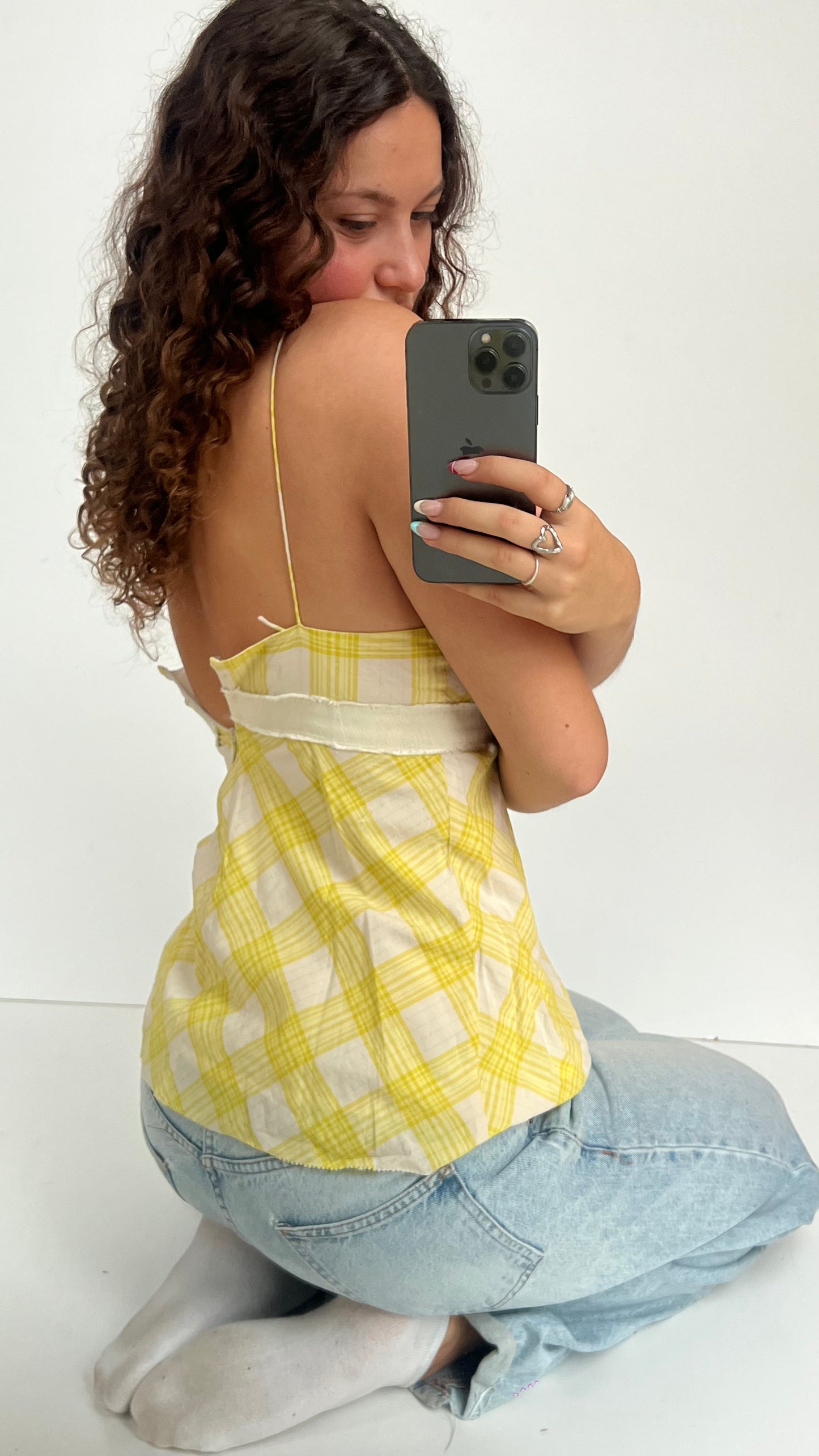00s yellow plaid cami- size XS