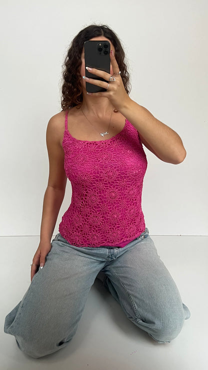 00s pink crochet cami- size M