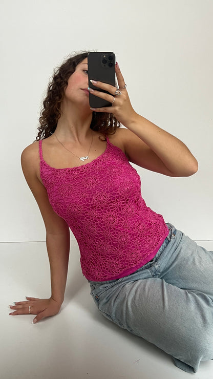 00s pink crochet cami- size M