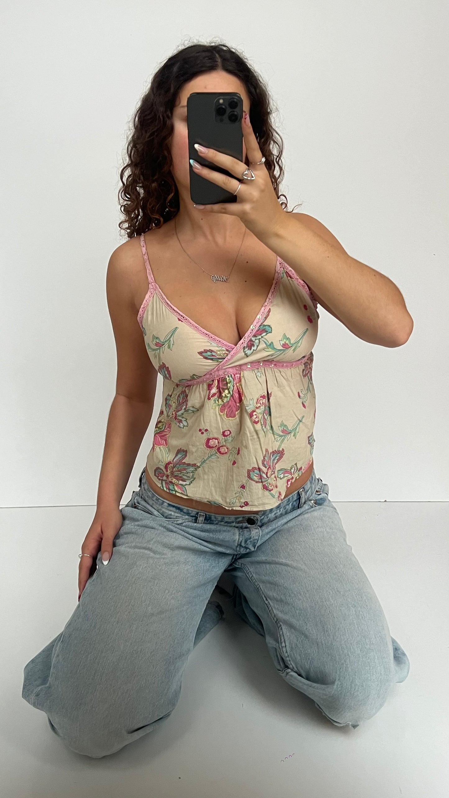 00s pink floral cami- size S