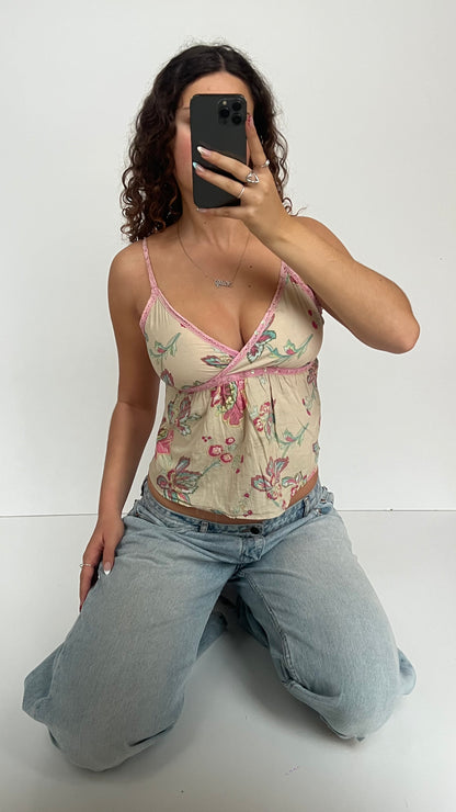 00s pink floral cami- size S