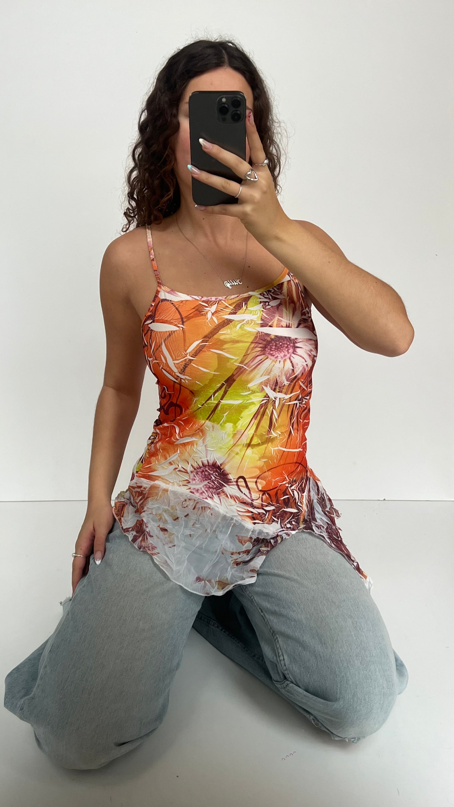 00s orange mesh cami- size M/L
