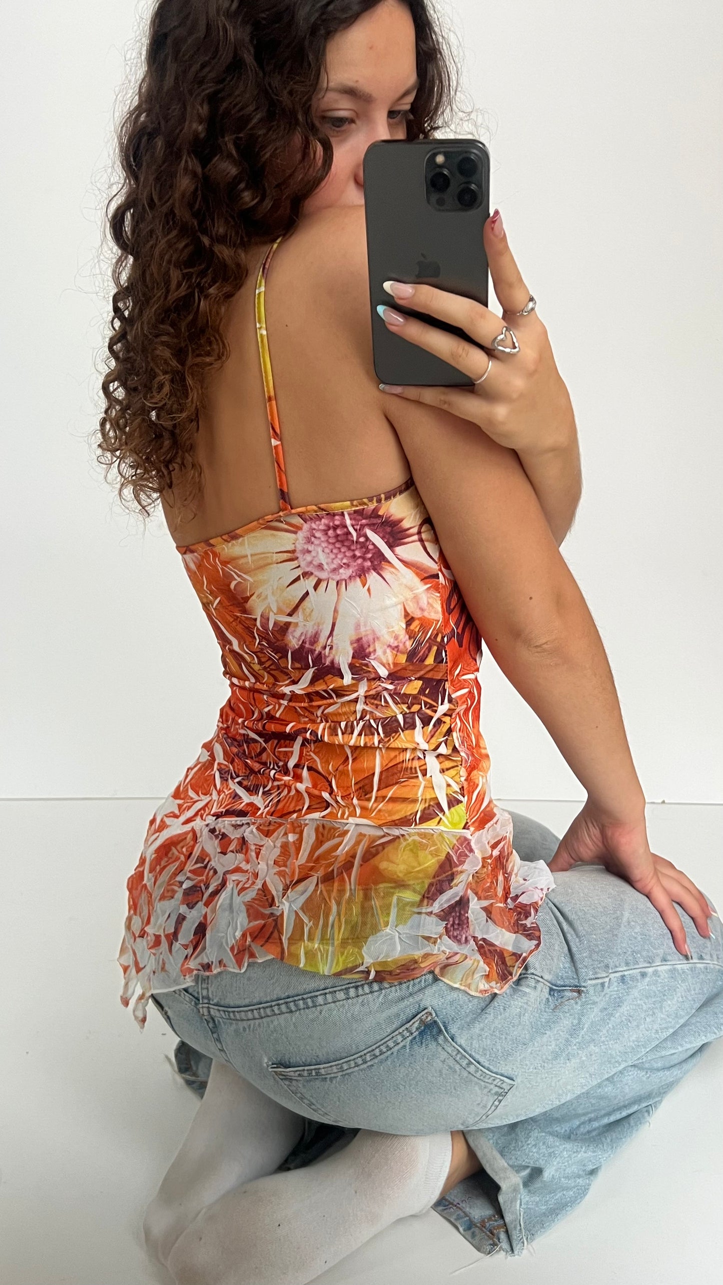 00s orange mesh cami- size M/L