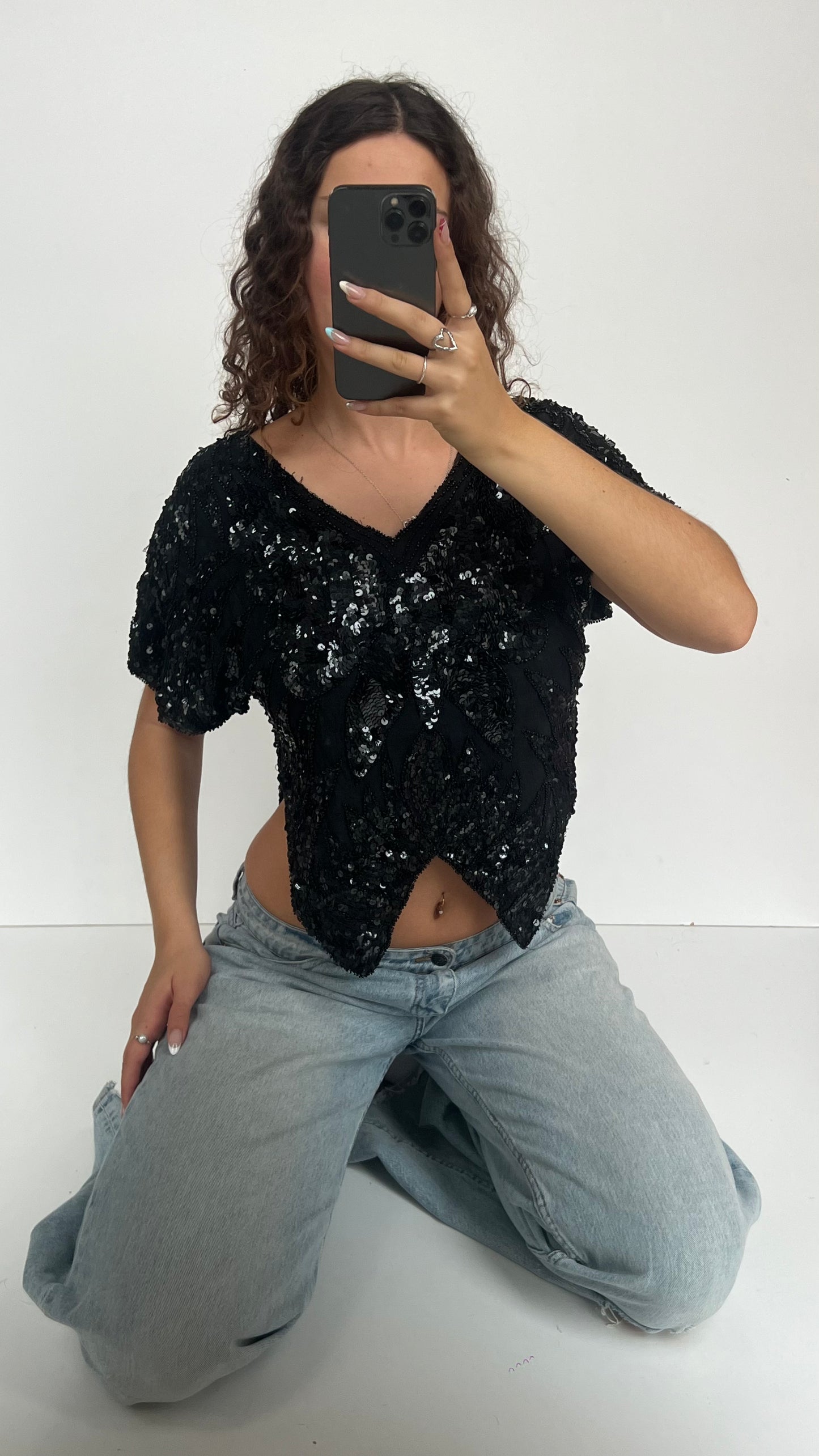 00s butterfly sequin poncho- one size