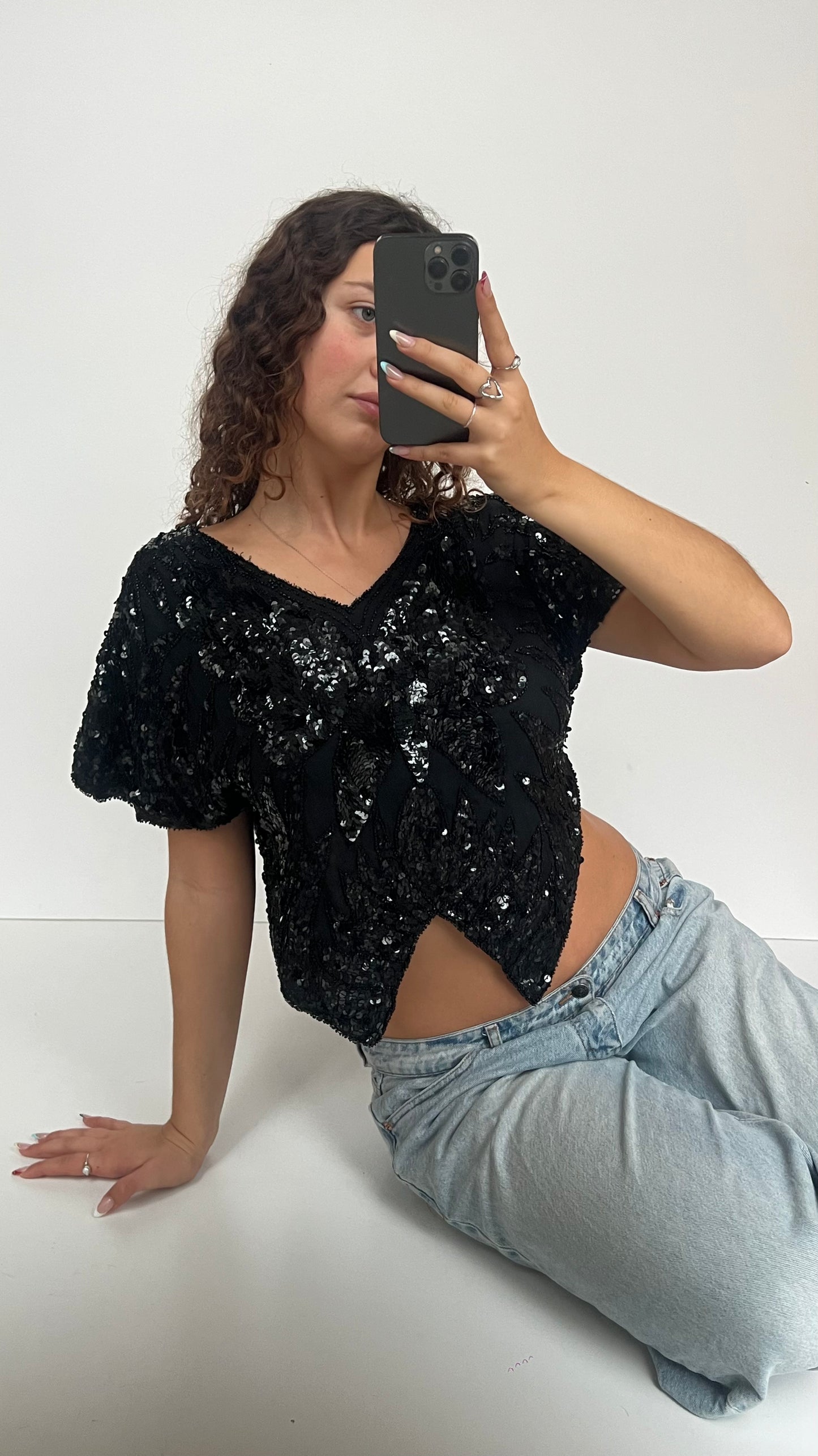 00s butterfly sequin poncho- one size