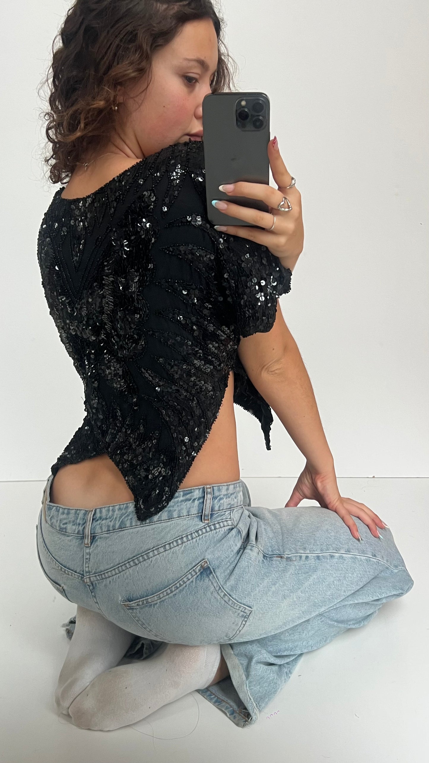00s butterfly sequin poncho- one size