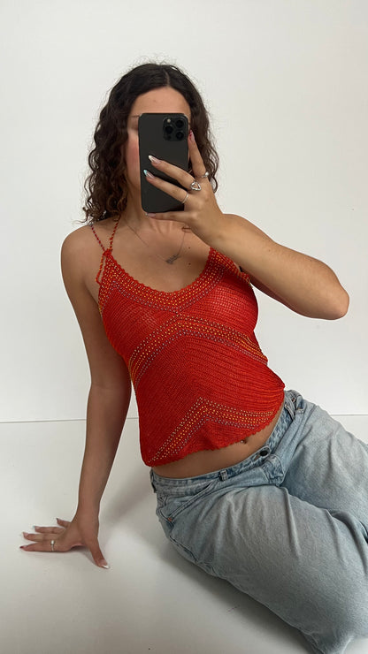 00s orange crochet cami- size S