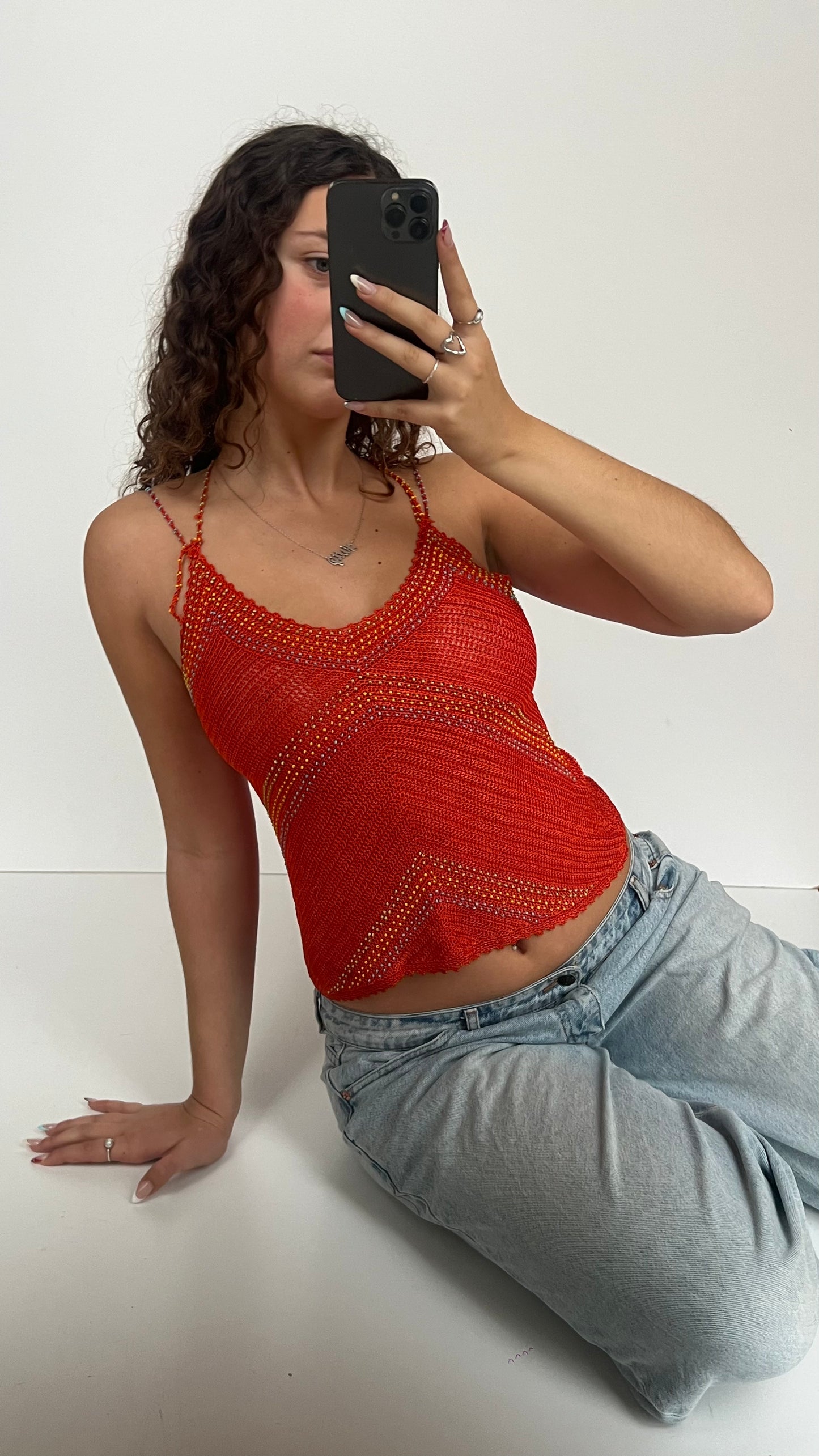 00s orange crochet cami- size S