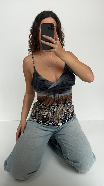 00s grey brown babydoll cami- size L