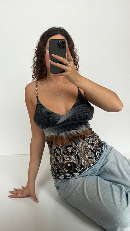 00s grey brown babydoll cami- size L