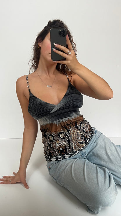 00s grey brown babydoll cami- size L