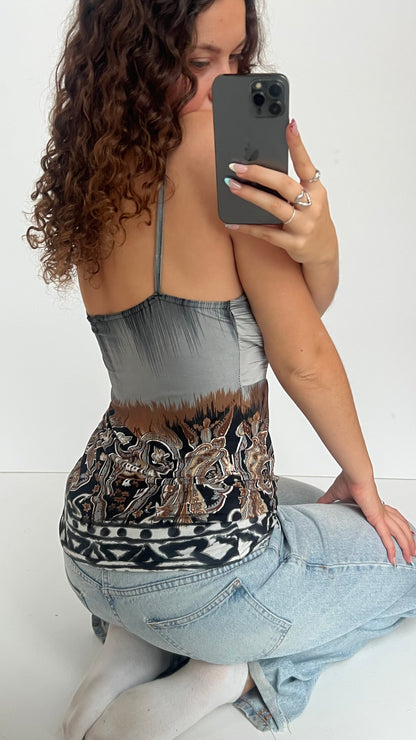 00s grey brown babydoll cami- size L