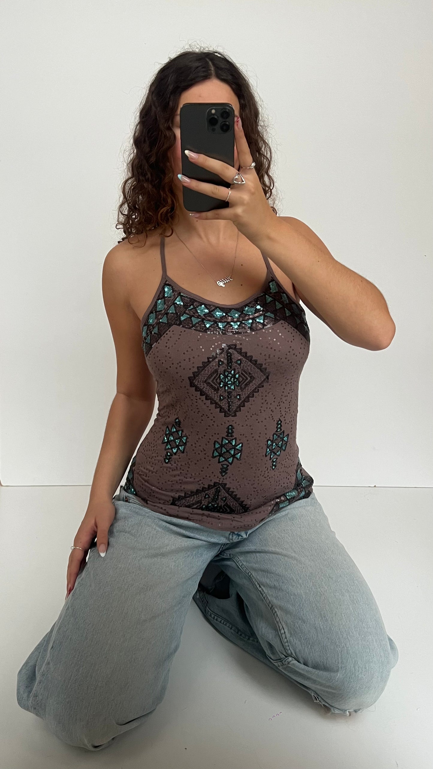00s brown sequin cami- size L