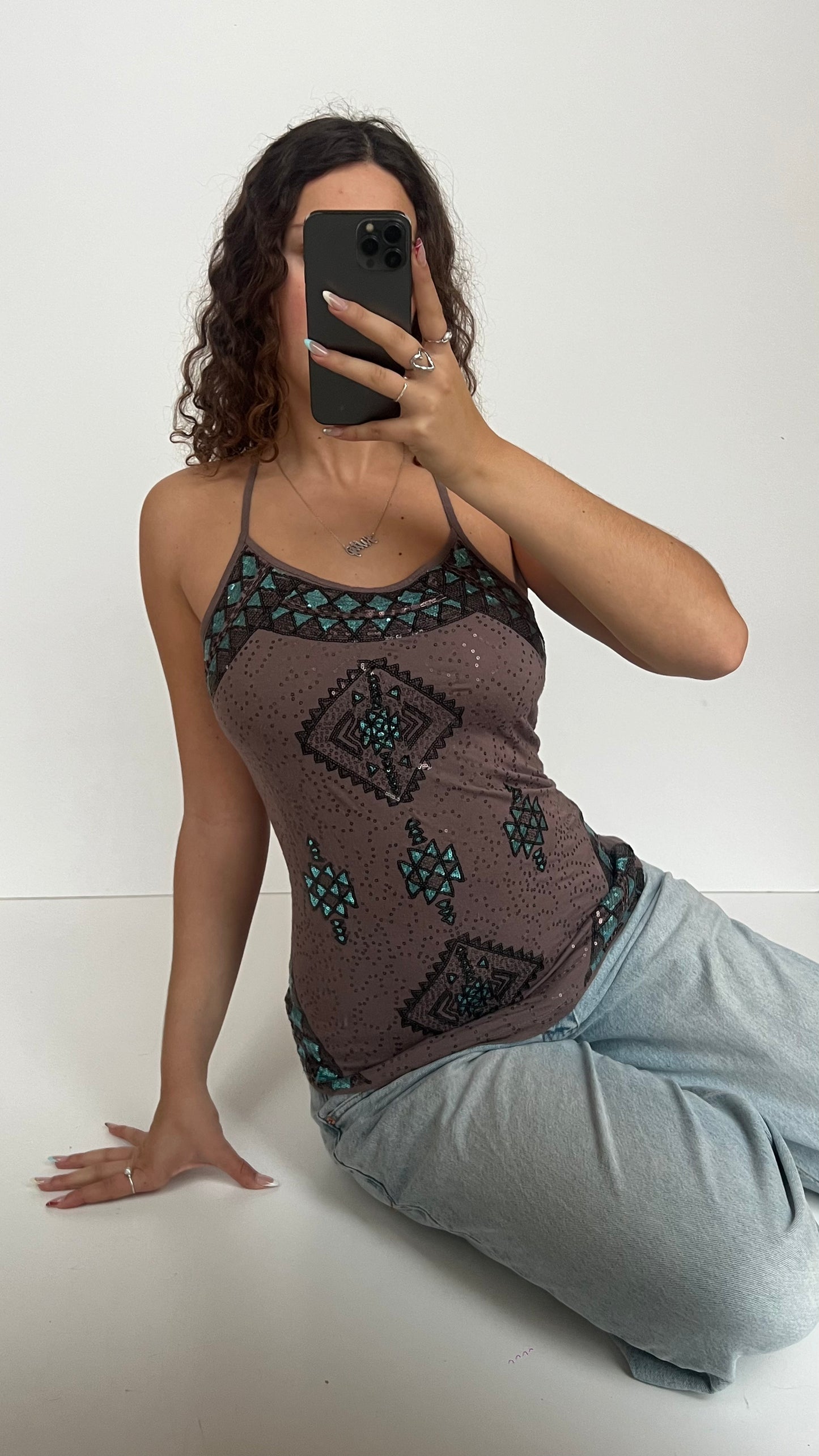 00s brown sequin cami- size L