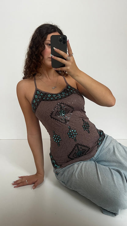 00s brown sequin cami- size L