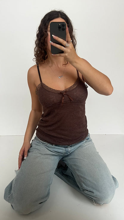 00s brown striped cami- size L