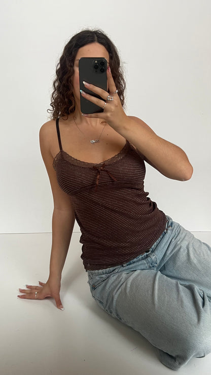 00s brown striped cami- size L