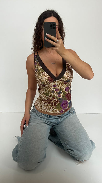 00s brown floral cami- size S