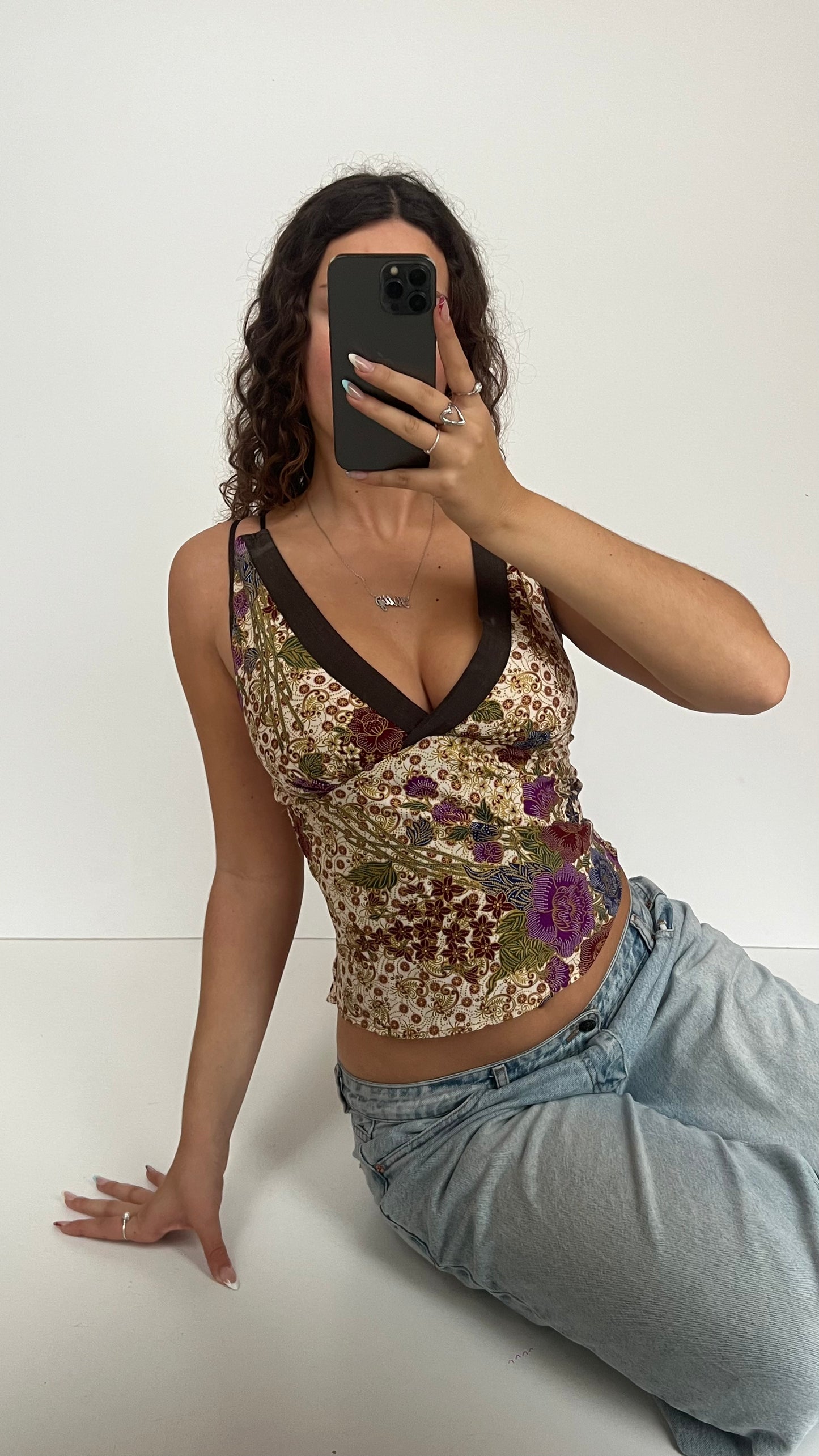 00s brown floral cami- size S