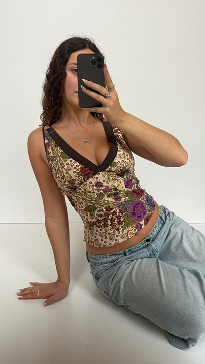 00s brown floral cami- size S
