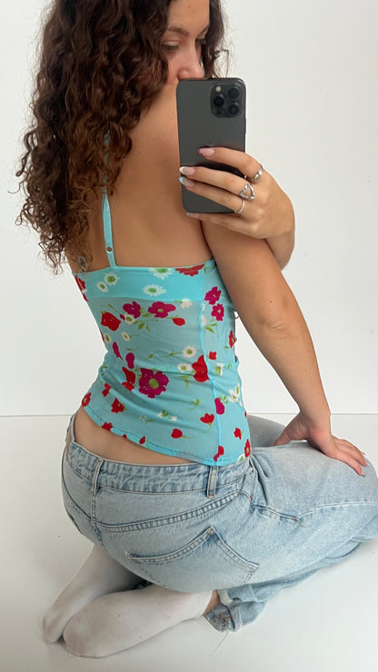00s blue red floral cami- size L