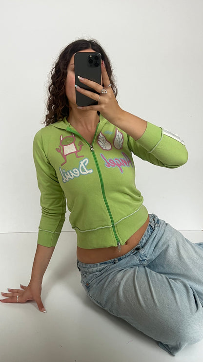 00s green angel devil jumper- size S