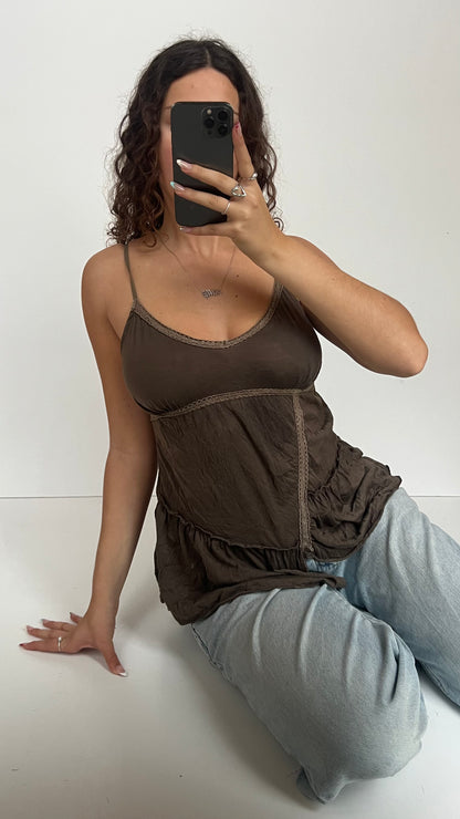 00s brown babydoll cami- size L