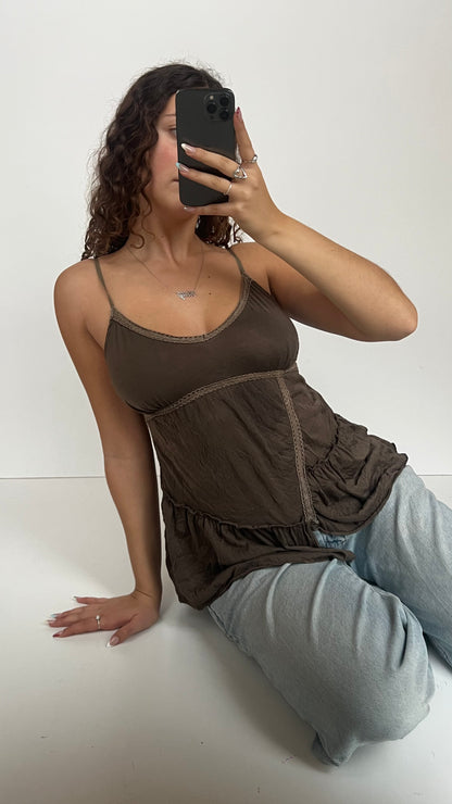 00s brown babydoll cami- size L