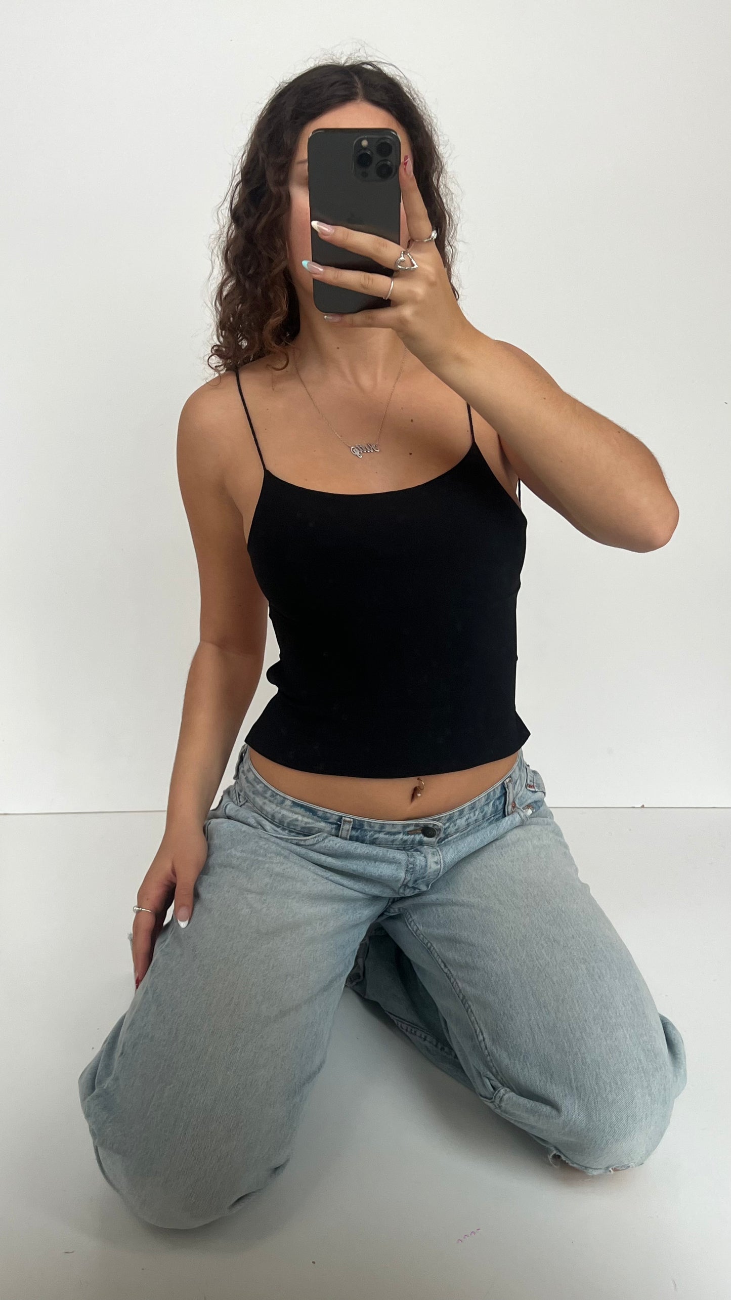 00s black backless cami- size S