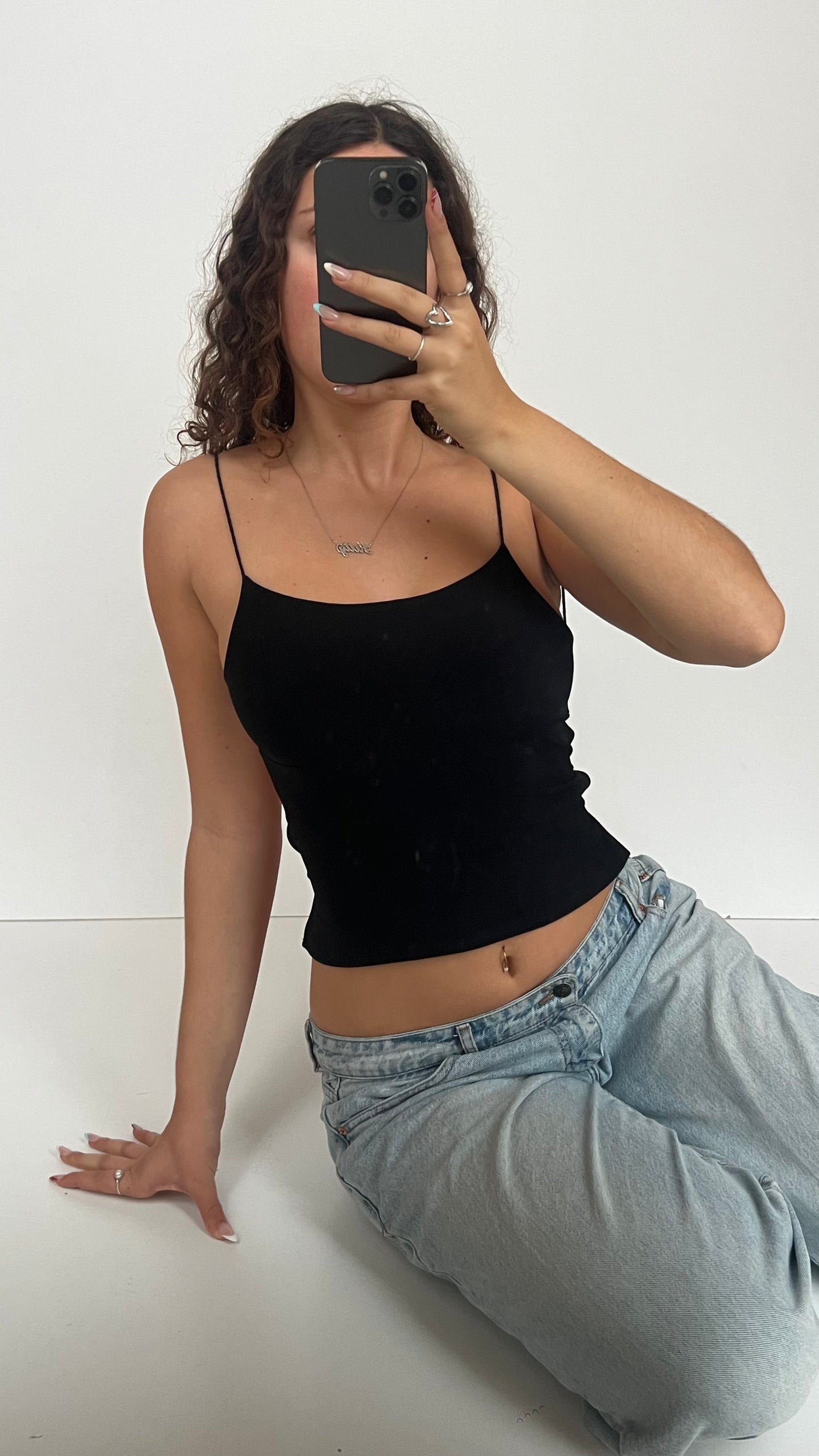 00s black backless cami- size S