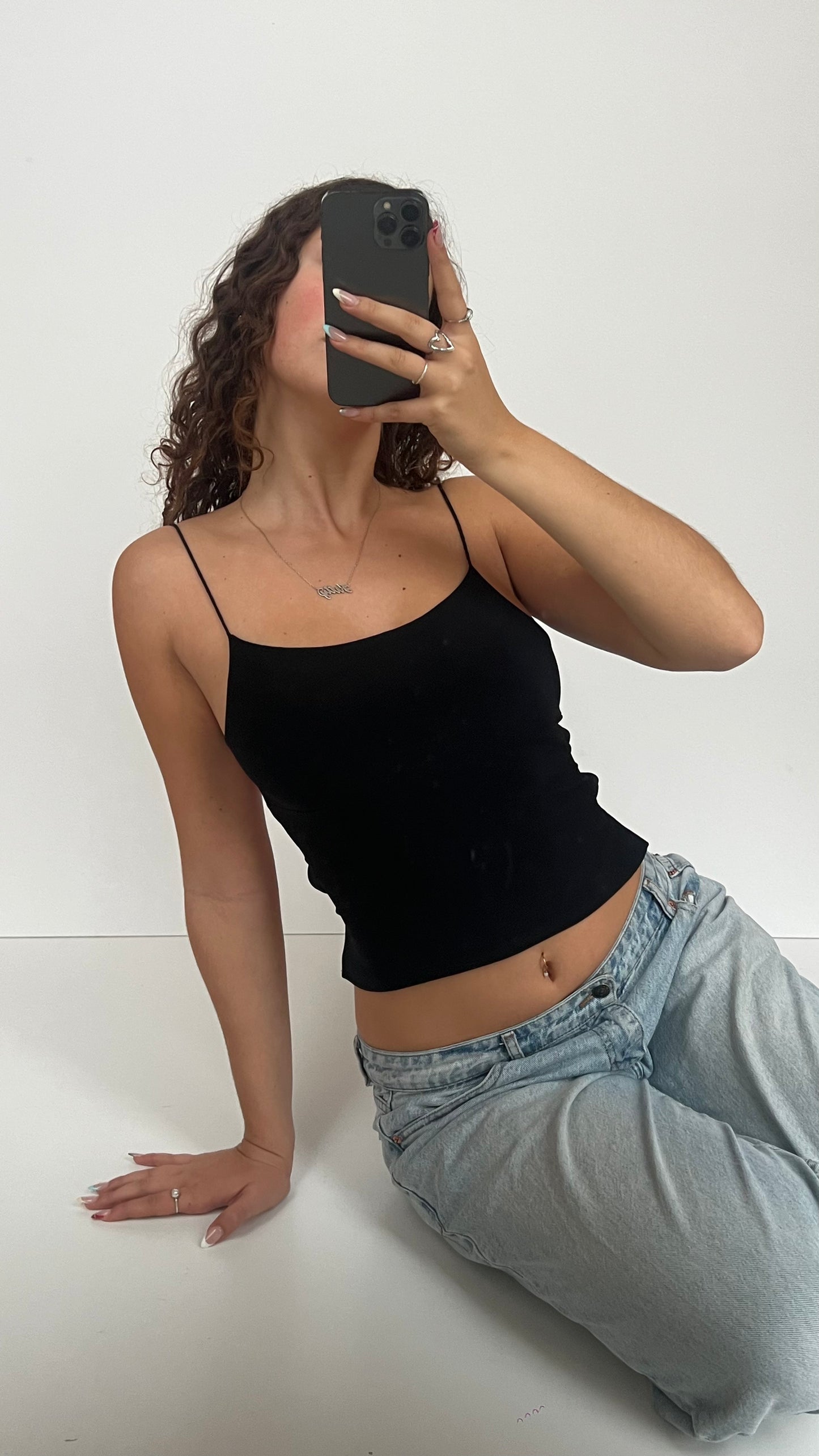00s black backless cami- size S
