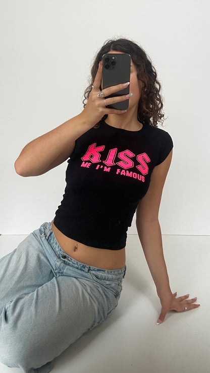 00s black graphic baby tee- size S