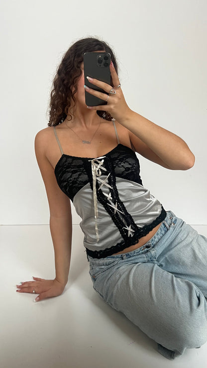 00s silver lace cami- size S