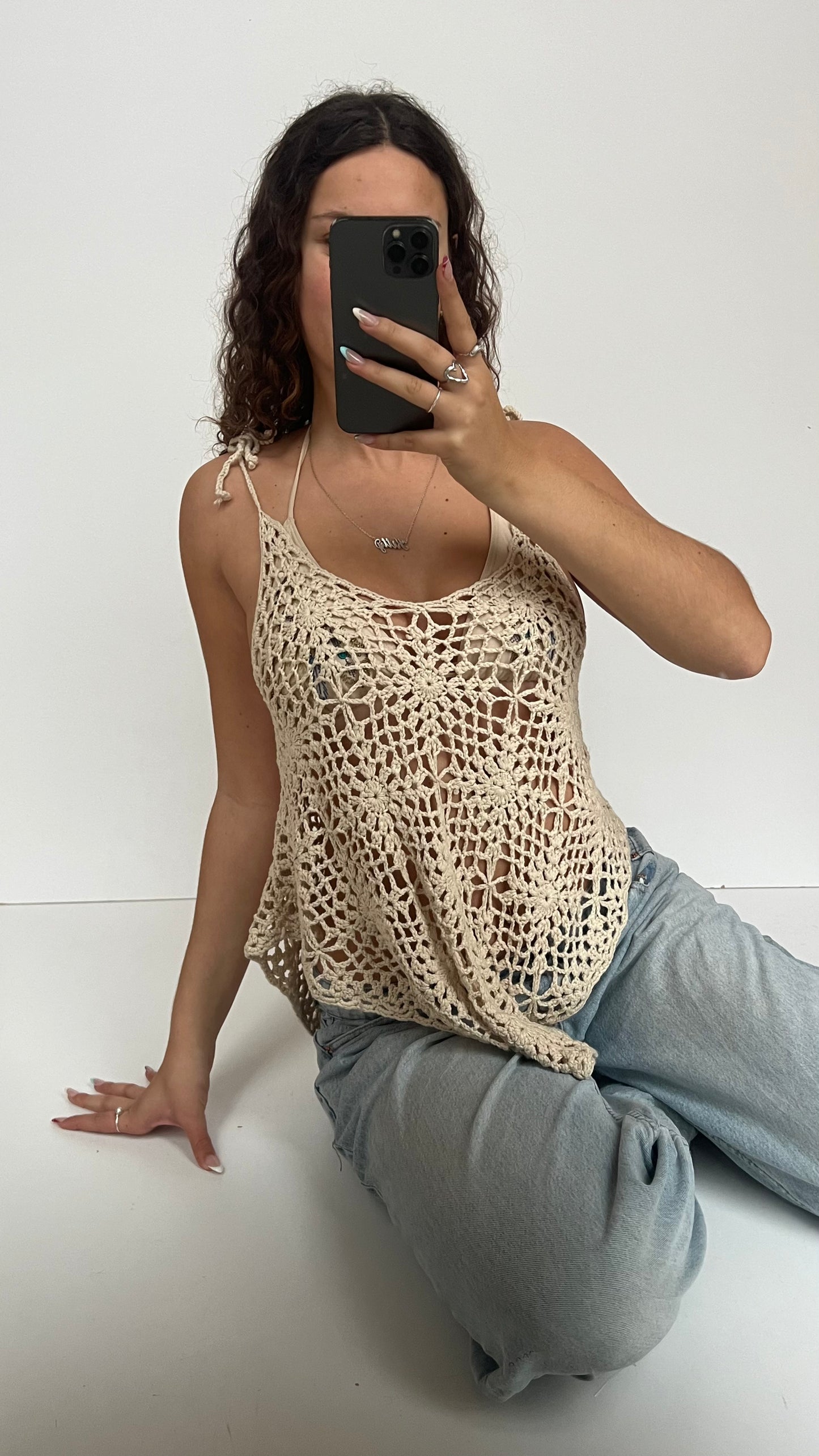 00s beige crochet cami- size M/L