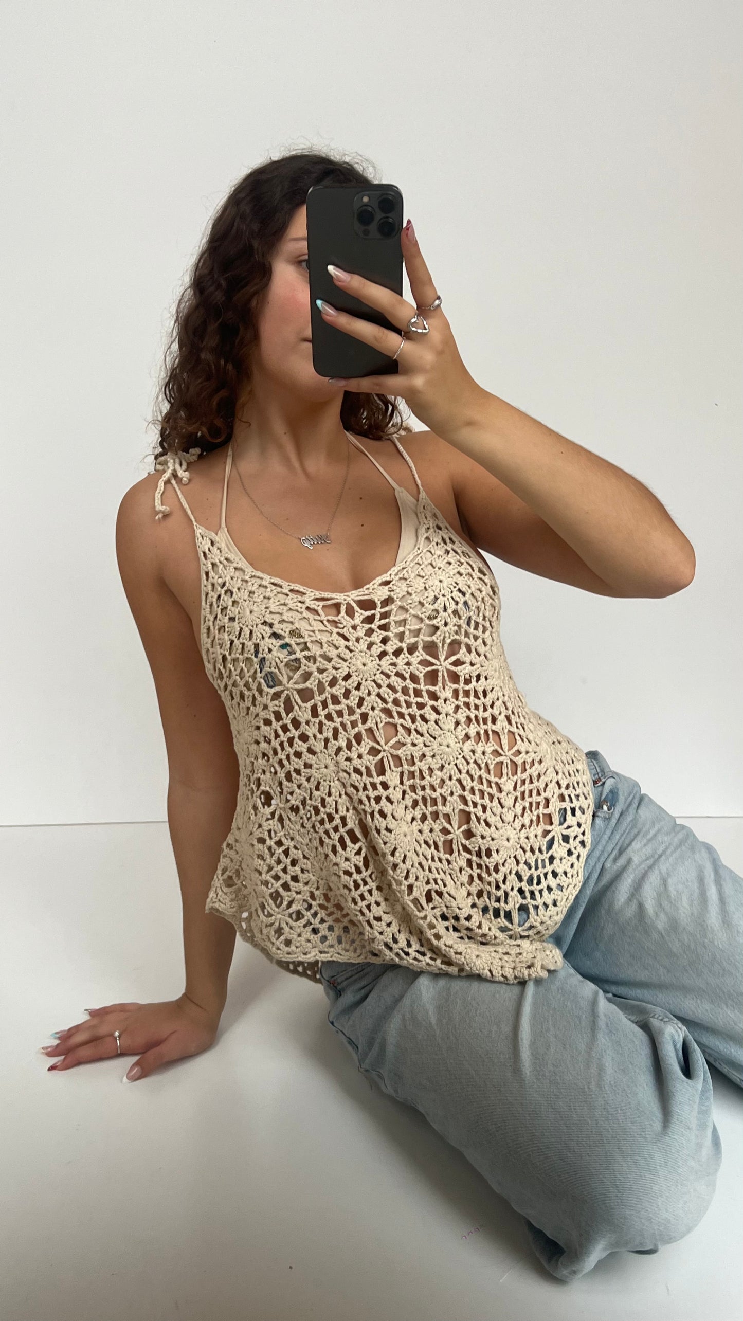 00s beige crochet cami- size M/L