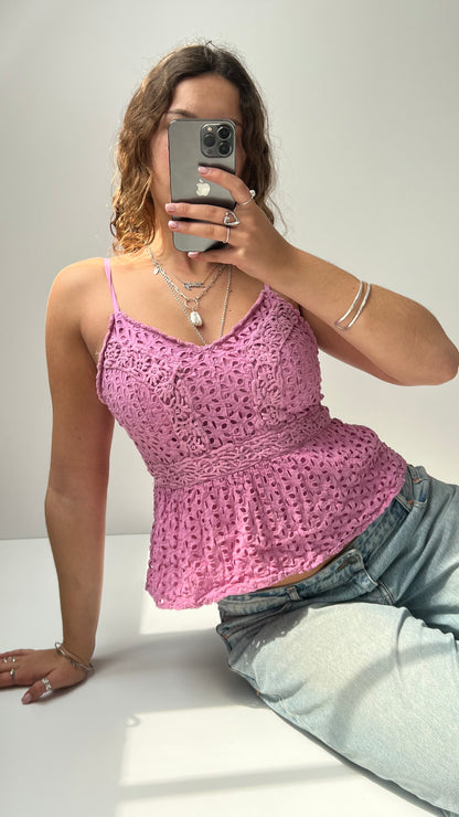 00s pink crochet cami- size M