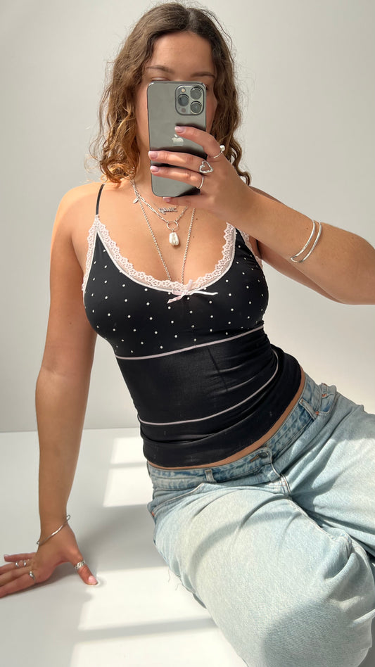 00s black polka dot cami- size S