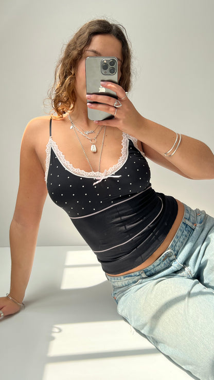 00s black polka dot cami- size S