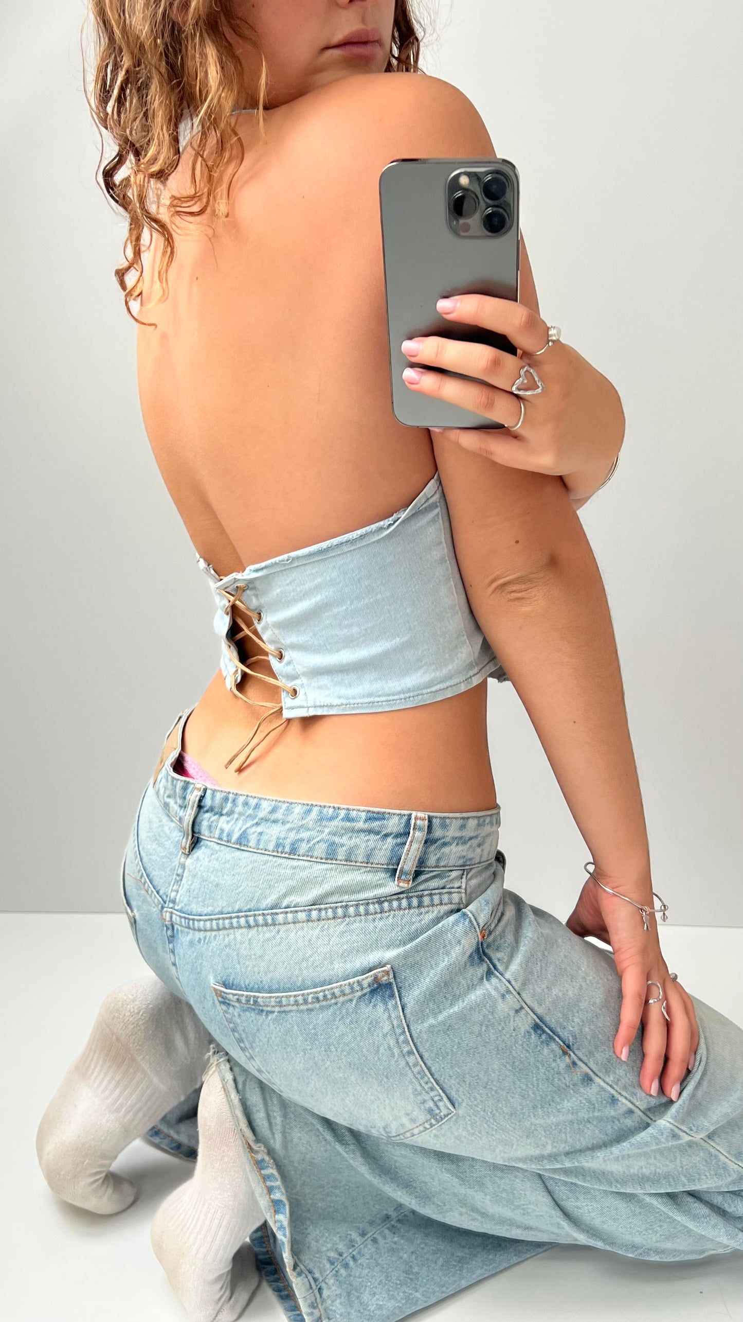 00s denim halter cami- size M