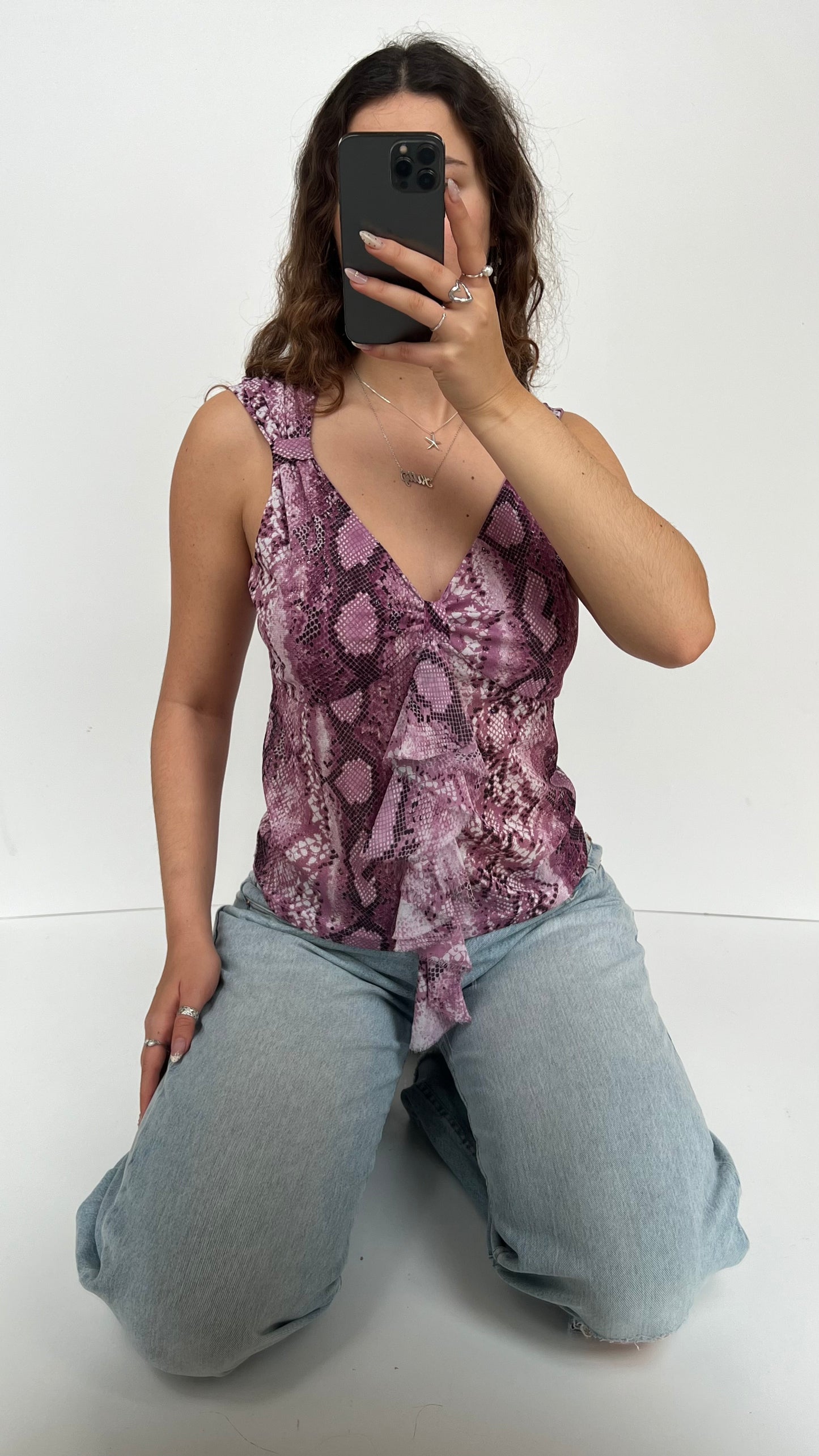 00s purple snakeskin cami- size L